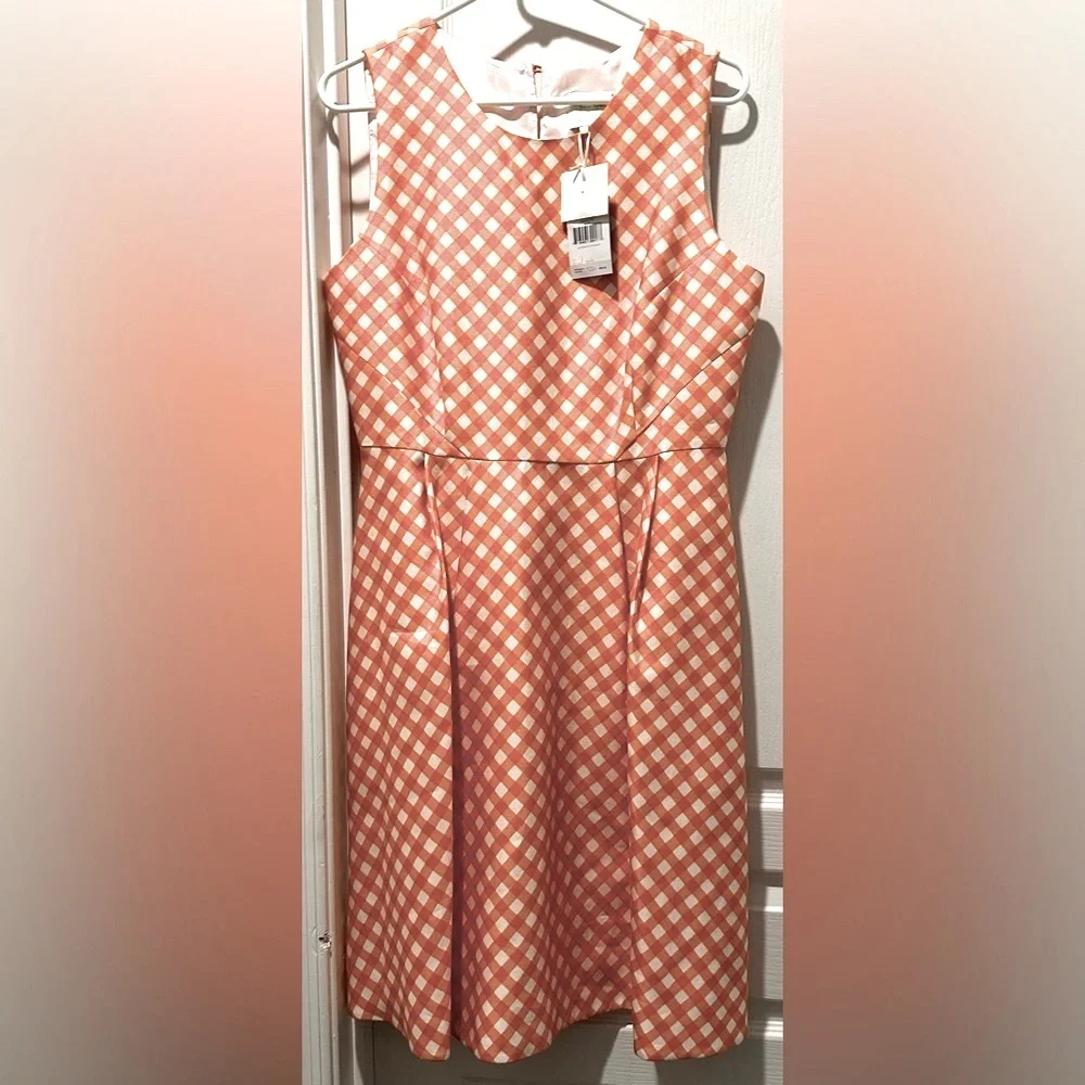 NWT Kate Spade Sleeveless Talulah Orange Gingham A-line Dress